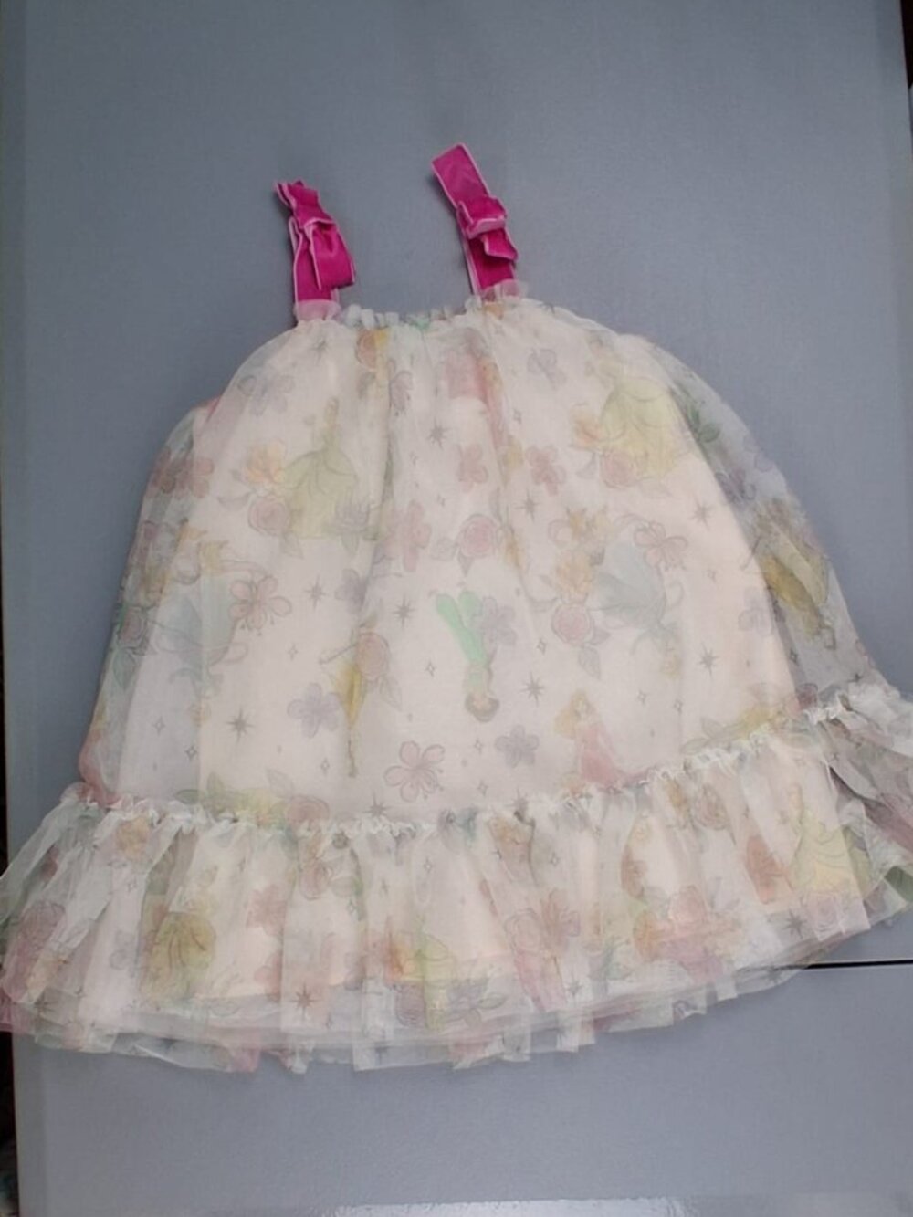 Disney Princess Toddler Girls' Floral Tulle Dress - Ivory, 3T